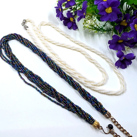 Lot of Two Handmade Beaded Multi Strand Vintage Necklaces - Picture 1 of 4